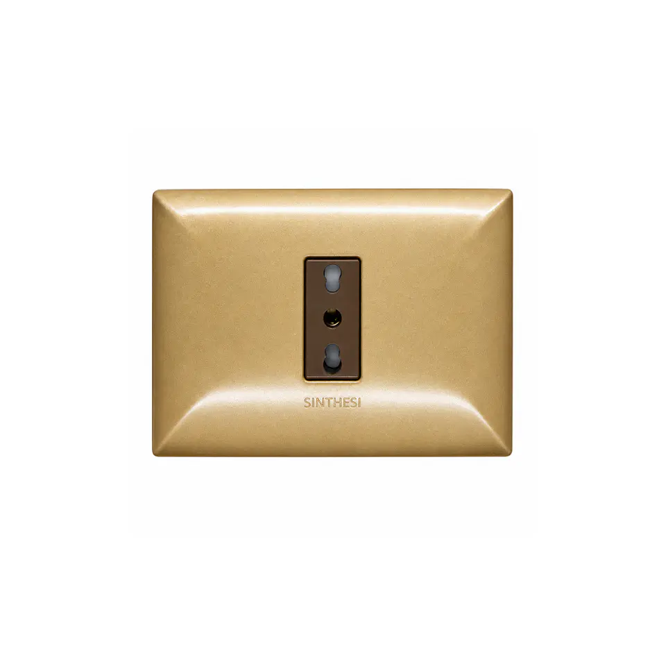 ENCHUFE SIMPLE EMBUTIDO ARMADO 10/16A SINTHESI S17 BRONCE-CAFE  1