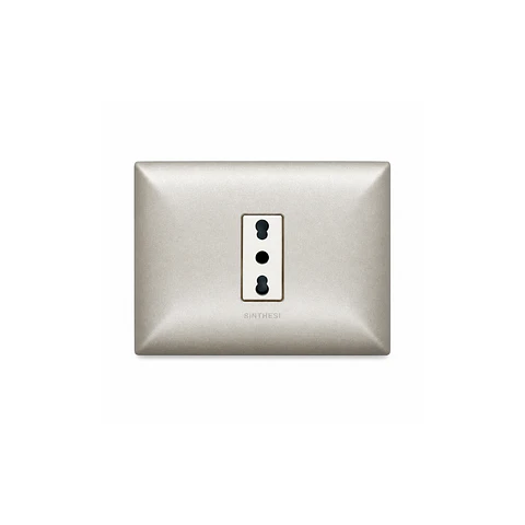 ENCHUFE SIMPLE EMBUTIDO ARMADO 10/16A SINTHESI S17 NICKEL-BLANCO