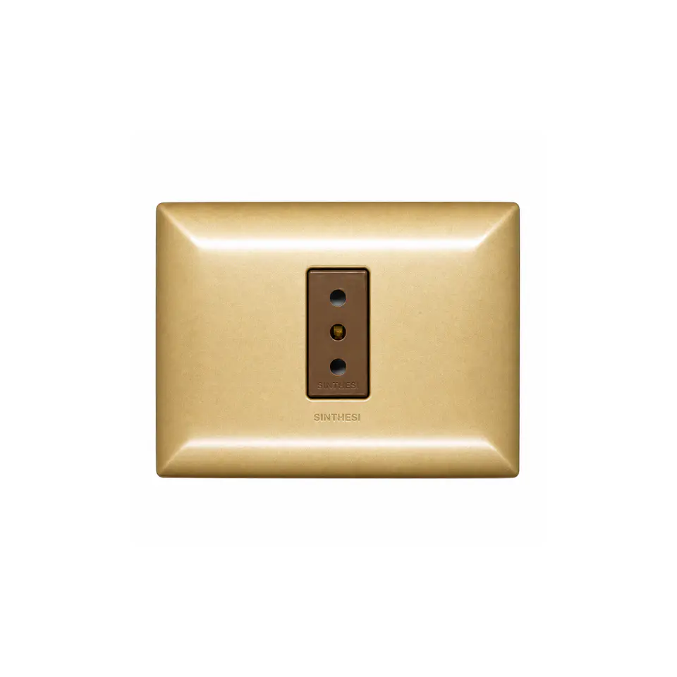 ENCHUFE SIMPLE EMBUTIDO ARMADO 10A SINTHESI S17 BRONCE-CAFE 1