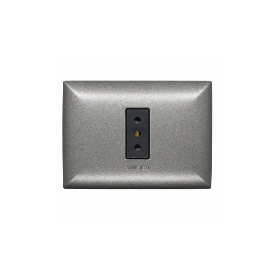 ENCHUFE SIMPLE EMBUTIDO ARMADO 10A SINTHESI S17 GRAFITO-NOIR  1