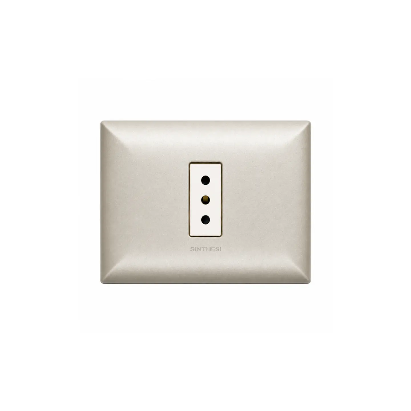 ENCHUFE SIMPLE EMBUTIDO ARMADO 10A SINTHESI S17 NICKEL-BLANCO 1