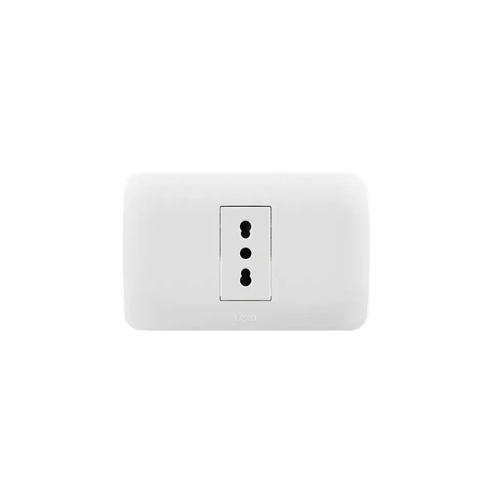 ENCHUFE SIMPLE EMBUTIDO ARMADO 10/16A LEXO LINEA NATIVA BLANCA 1