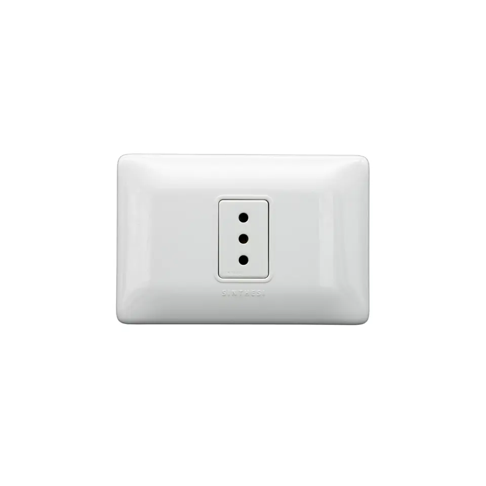 ENCHUFE SIMPLE EMBUTIDO ARMADO 10A SINTHESI S12 BLANCO 1