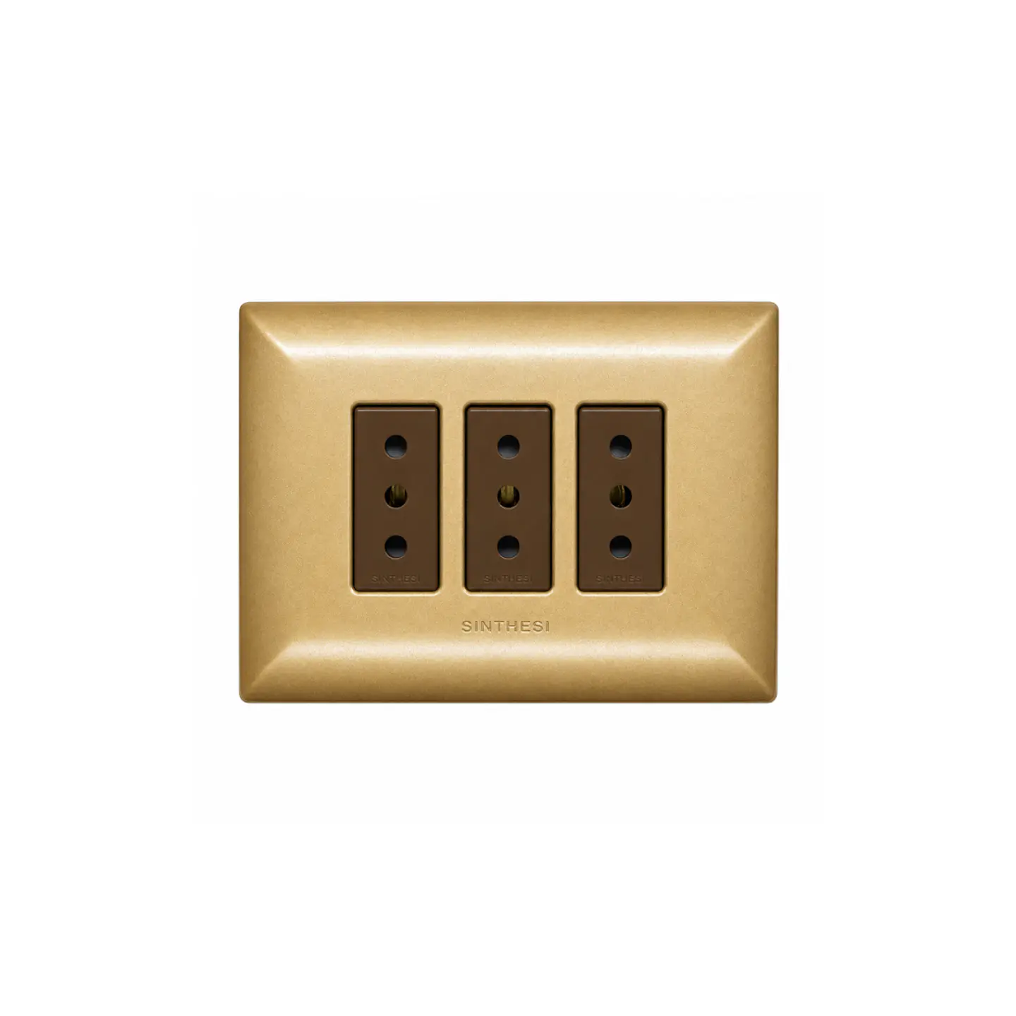 ENCHUFE TRIPLE EMBUTIDO ARMADO 10A SINTHESI S17 BRONCE-CAFE  1