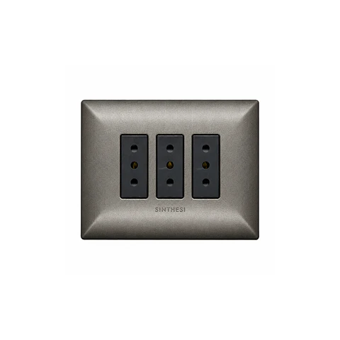 ENCHUFE TRIPLE EMBUTIDO ARMADO 10A SINTHESI S17 GRAFITO-NOIR 