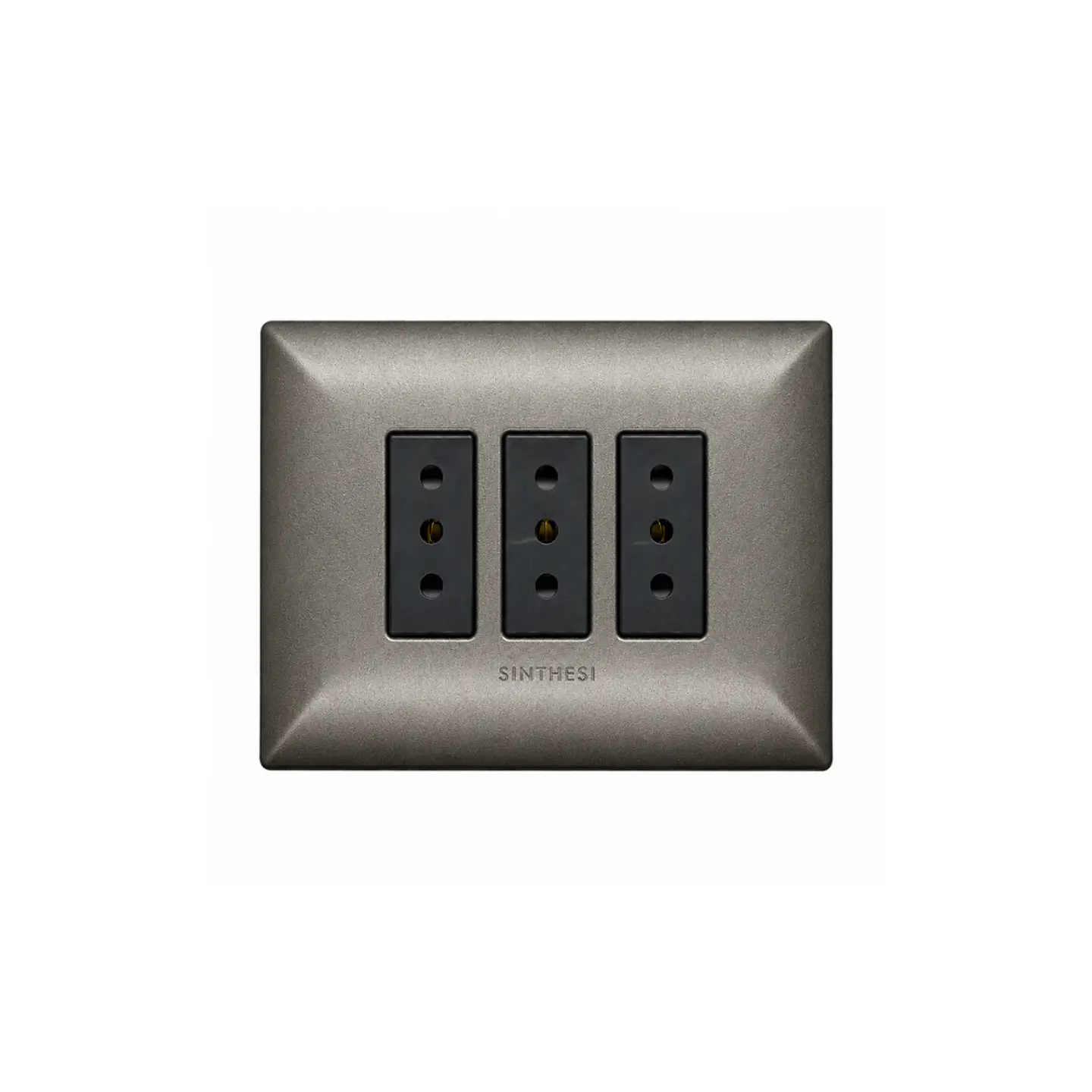 ENCHUFE TRIPLE EMBUTIDO ARMADO 10A SINTHESI S17 GRAFITO-NOIR  1
