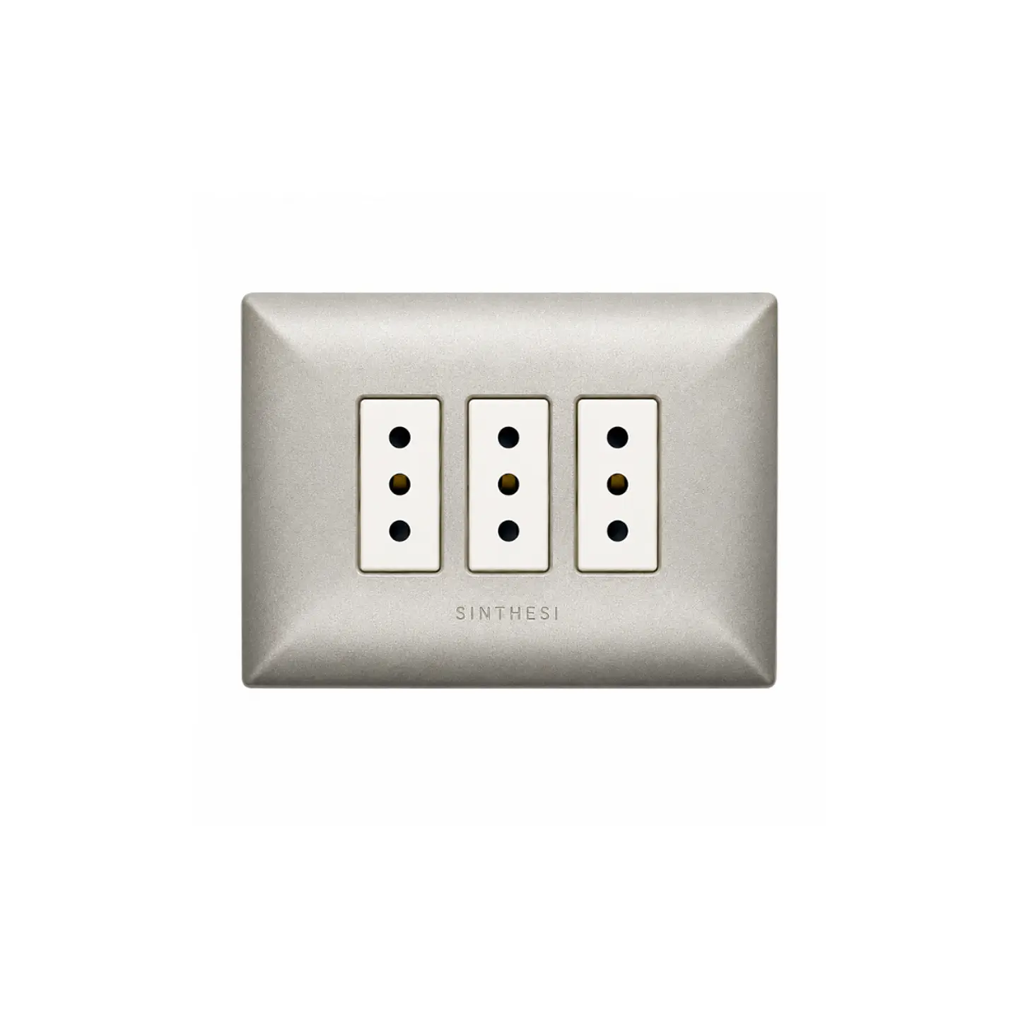 ENCHUFE TRIPLE EMBUTIDO ARMADO 10A SINTHESI S17 NICKEL-BLANCO 1