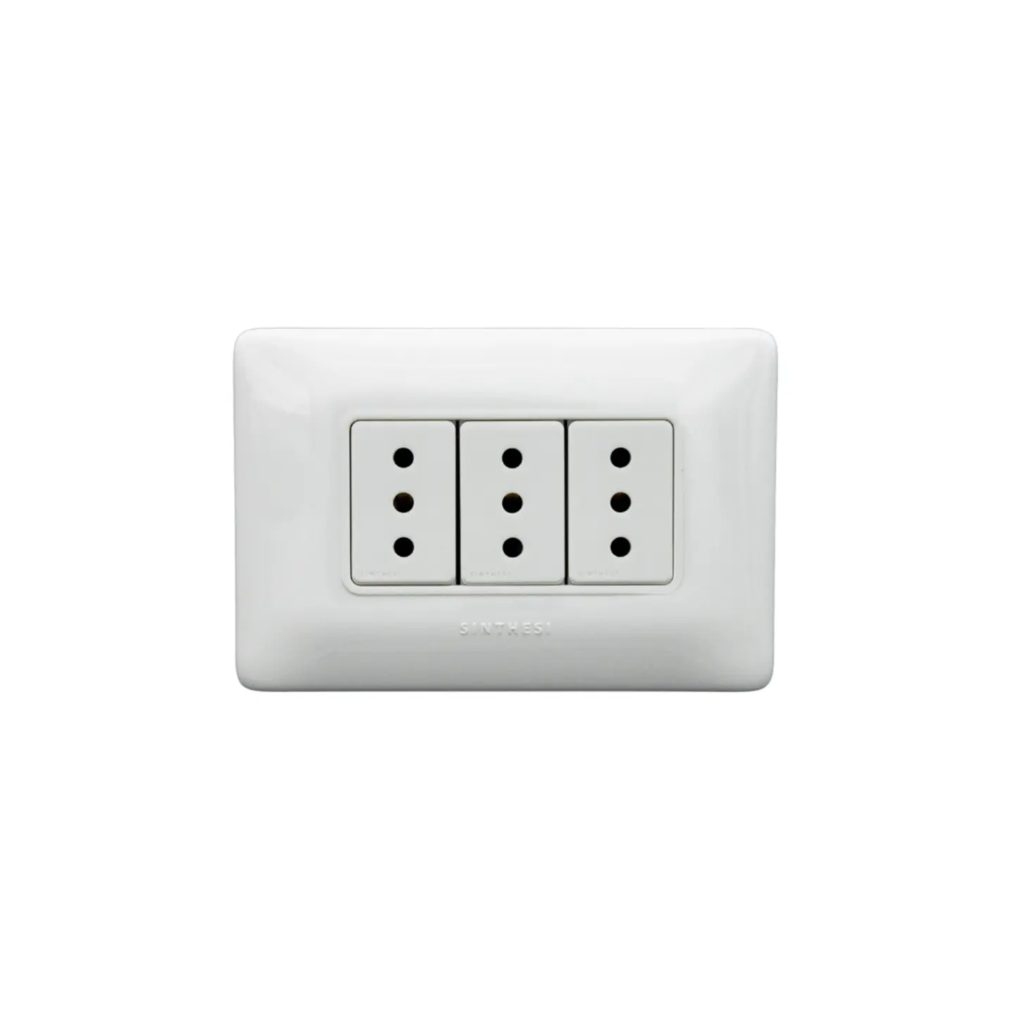 ENCHUFE TRIPLE EMBUTIDO ARMADO 10A SINTHESI S12 BLANCO 1