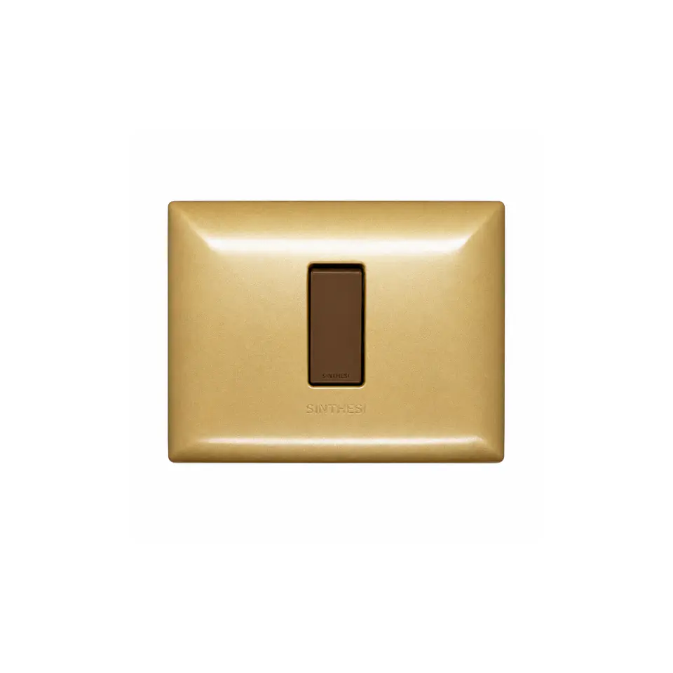INTERRUPTOR SIMPLE 9/24 EMBUTIDO ARMADO SINTHESI S17 BRONCE-CAFE 1