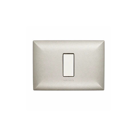 INTERRUPTOR SIMPLE 9/24 EMBUTIDO ARMADO SINTHESI S17 NICKEL-BLANCO