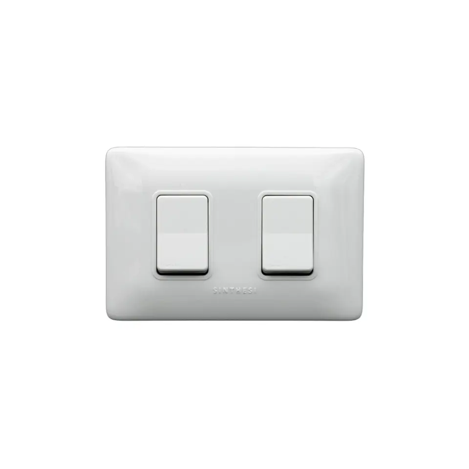 INTERRUPTOR DOBLE 9/15 EMBUTIDO ARMADO SINTHESI S12 BLANCO 1