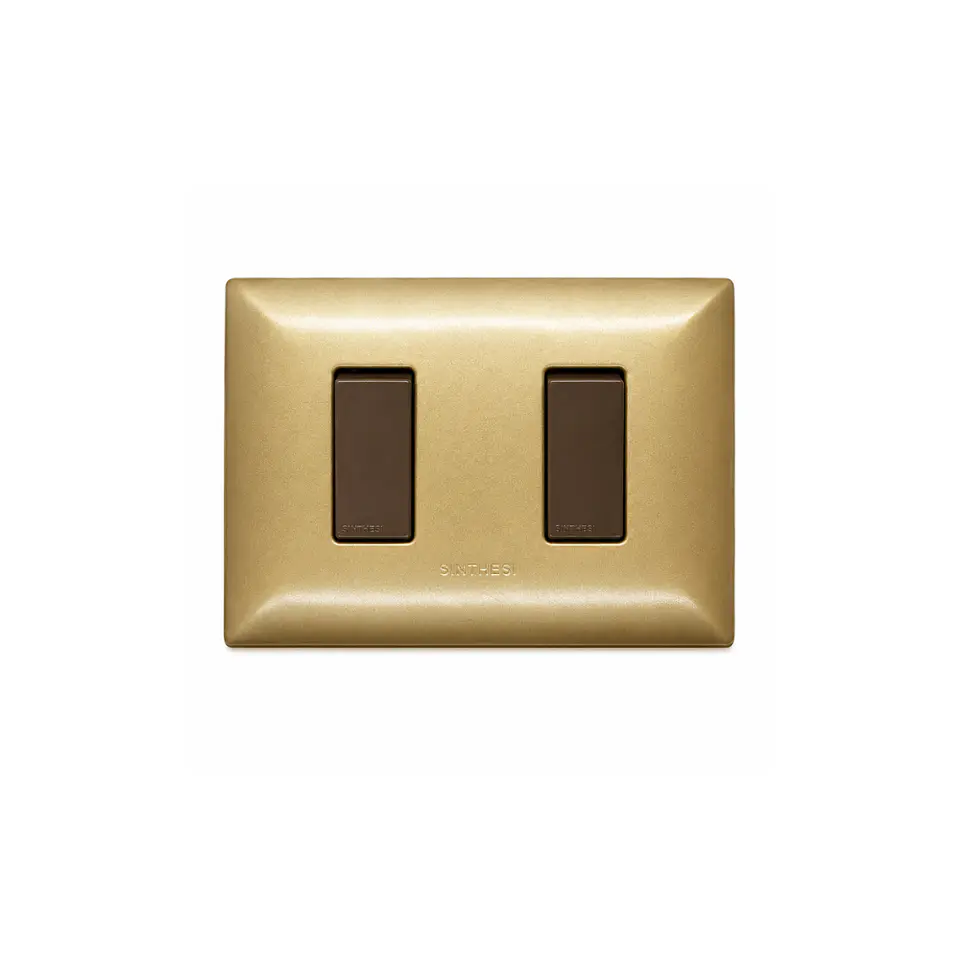 INTERRUPTOR DOBLE 9/15 EMBUTIDO ARMADO SINTHESI S17 BRONCE-CAFE 1