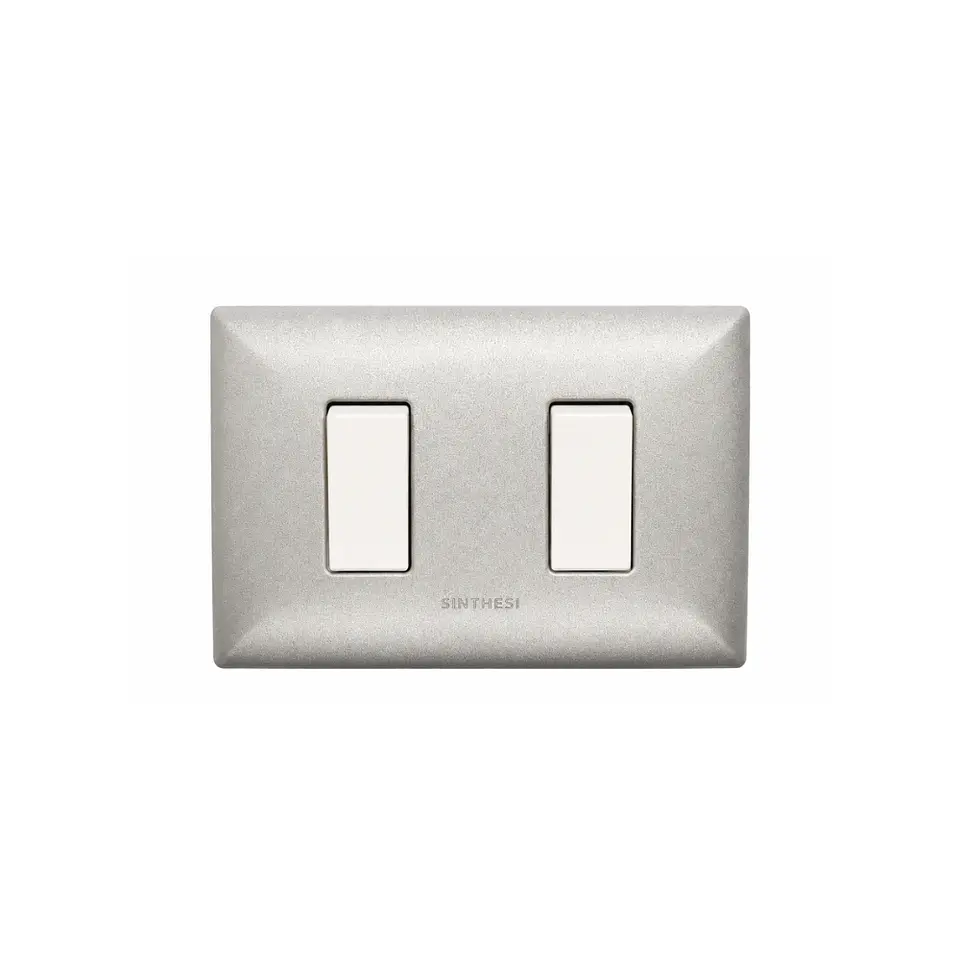 INTERRUPTOR DOBLE 9/15 EMBUTIDO ARMADO SINTHESI S17 NICKEL-BLANCO 1