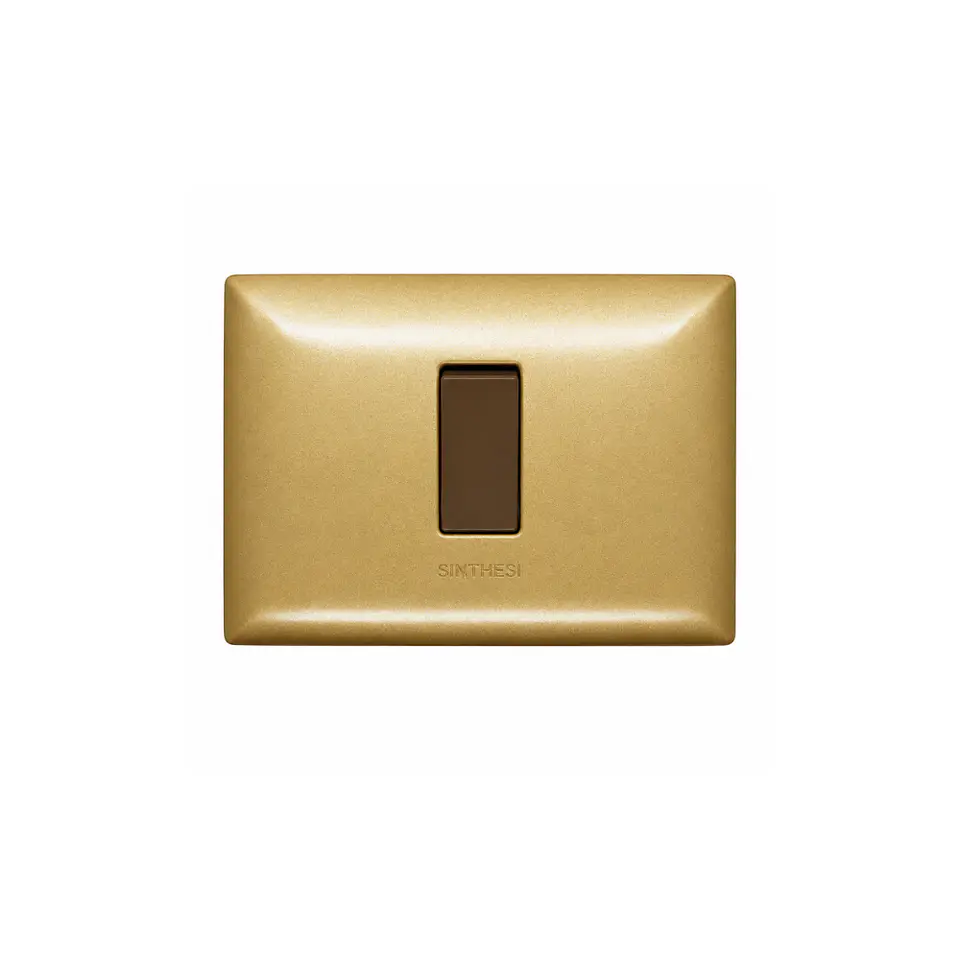 INTERRUPTOR SIMPLE 9/12 EMBUTIDO ARMADO SINTHESI S17 BRONCE-CAFE 1