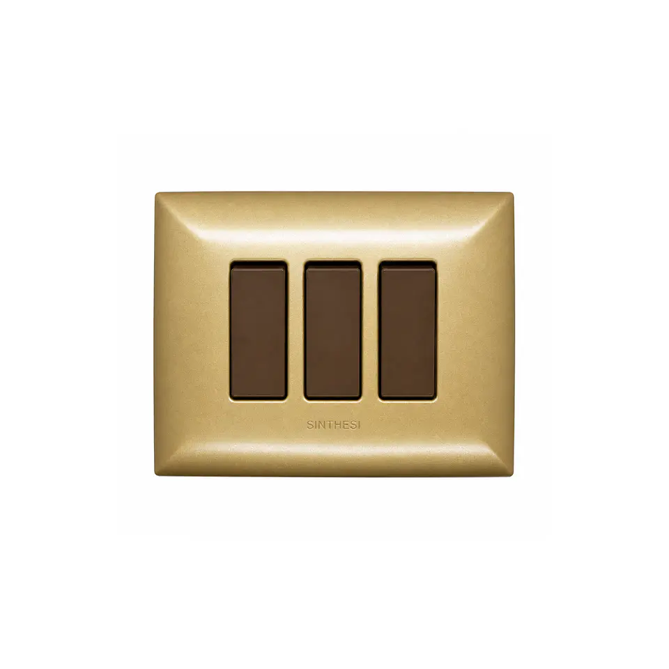 INTERRUPTOR TRIPLE 9/32 EMBUTIDO ARMADO SINTHESI S17 BRONCE-CAFE  1