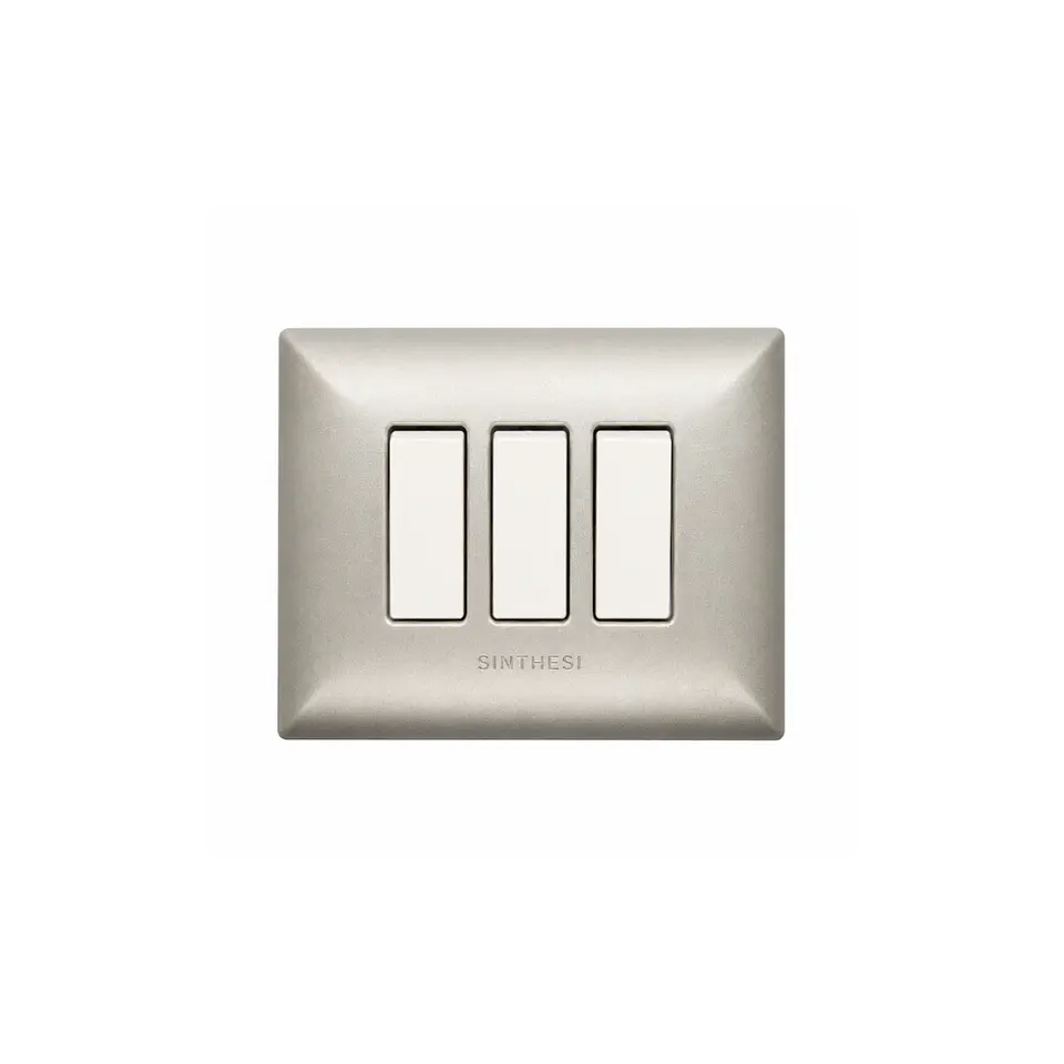 INTERRUPTOR TRIPLE 9/32 EMBUTIDO ARMADO SINTHESI S17 NICKEL-BLANCO 1