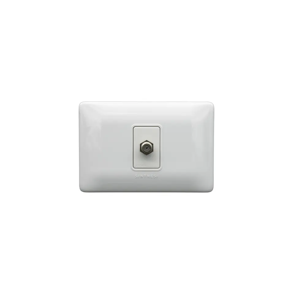 PLACA TOMA COAXIAL EMBUTIDO ARMADO SINTHESI S12 BLANCO 1