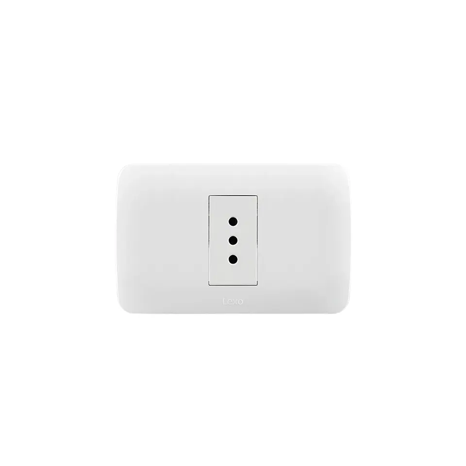 ENCHUFE SIMPLE EMBUTIDO ARMADO 10A LEXO LINEA NATIVA BLANCA 1
