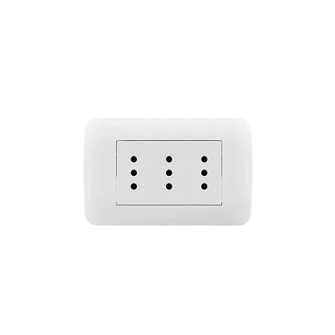 ENCHUFE TRIPLEX EMBUTIDO ARMADO 10A LEXO LINEA NATIVA BLANCA