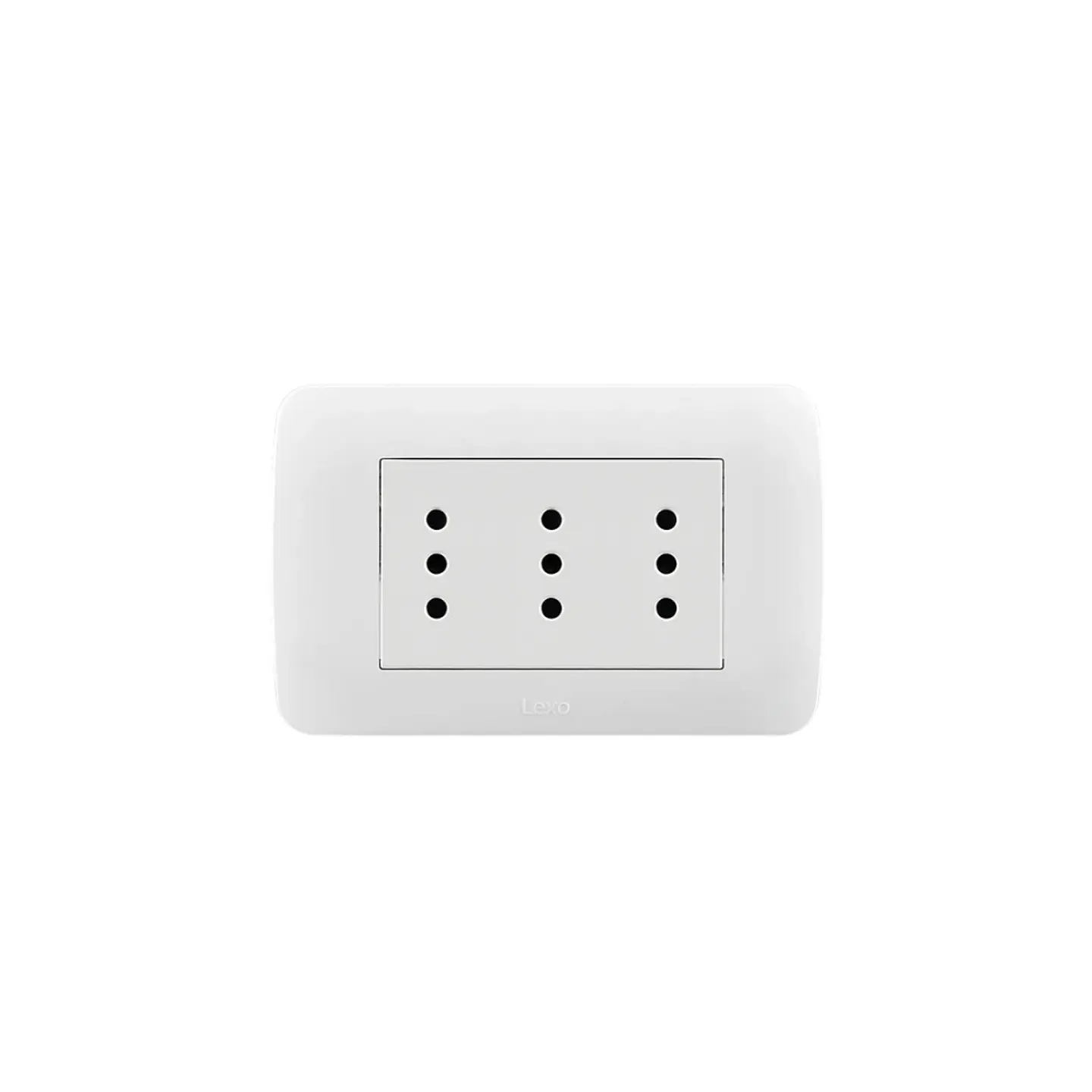 ENCHUFE TRIPLEX EMBUTIDO ARMADO 10A LEXO LINEA NATIVA BLANCA 1