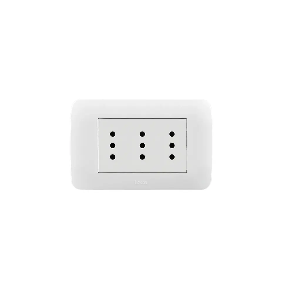 ENCHUFE TRIPLEX EMBUTIDO ARMADO 10A LEXO LINEA NATIVA BLANCA 1