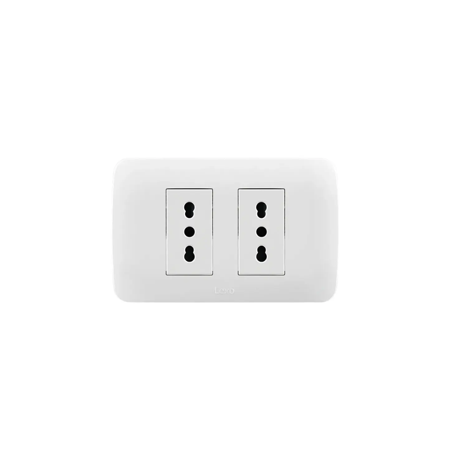 ENCHUFE DOBLE EMBUTIDO ARMADO 10/16A LEXO LINEA NATIVA BLANCA 1