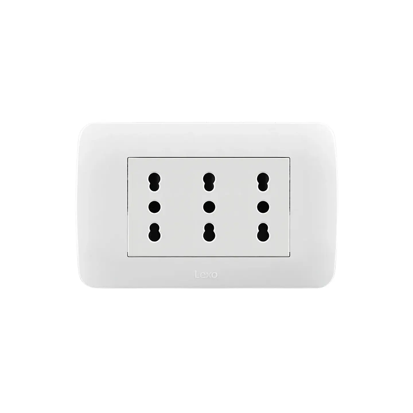 ENCHUFE TRIPLEX EMBUTIDO ARMADO 10/16A LEXO LINEA NATIVA BLANCA 1