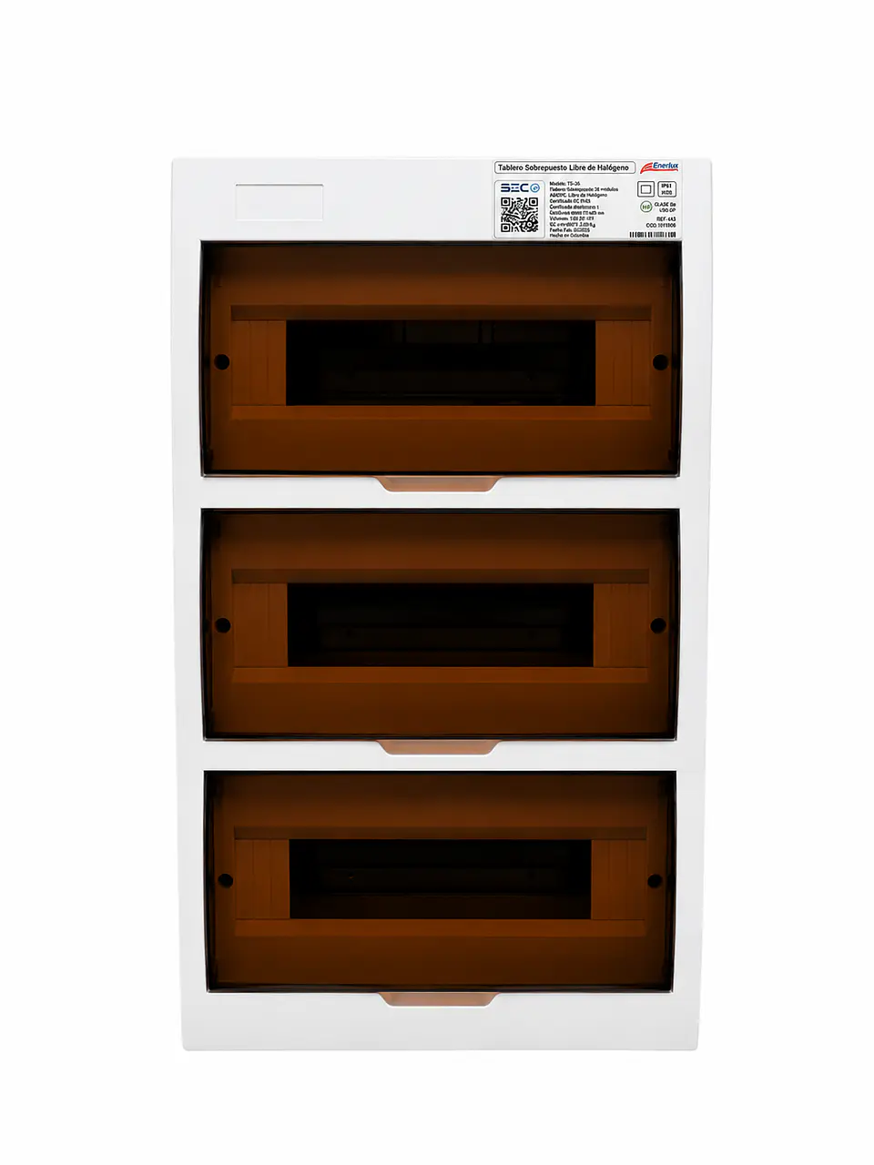 TABLERO SOBREPUESTO 36 MODULOS L/HALOGENO P/TRANSPARENTE ENERLUX 1