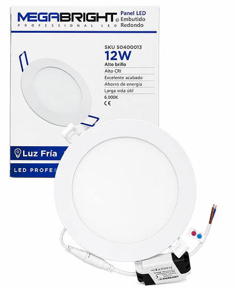 FOCO LED EMBUTIDO REDONDO 12W 6500K LUZ FRIA MEGABRIGHT 