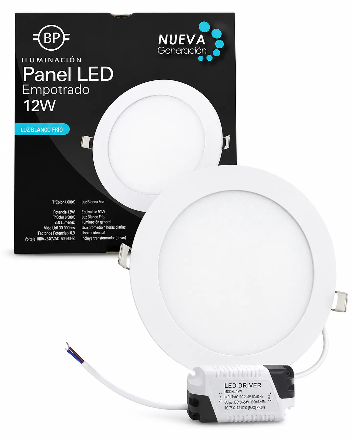 FOCO LED EMBUTIDO REDONDO 12W 6500K 760LM BP ILUMINACION 1