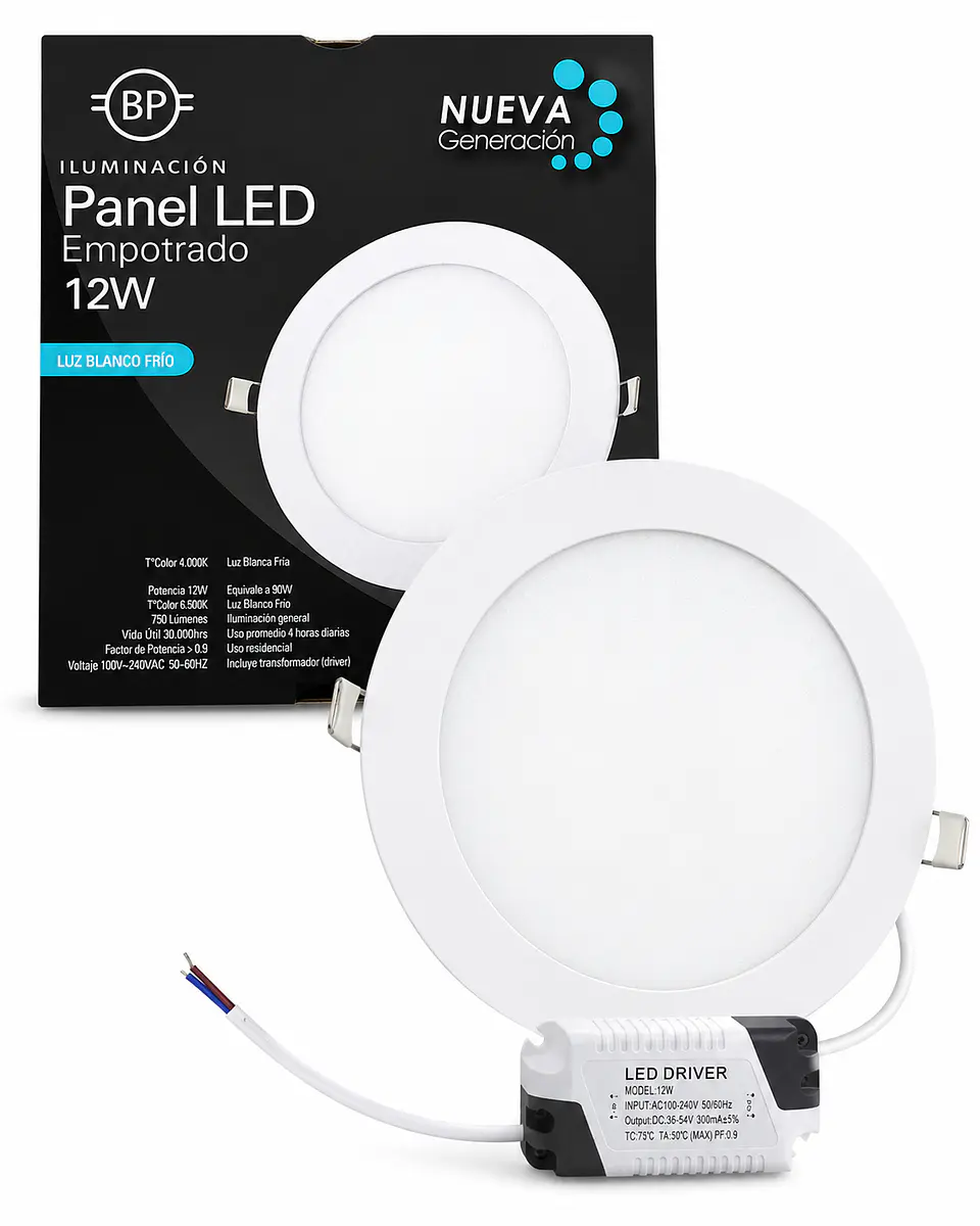 FOCO LED EMBUTIDO REDONDO 12W 6500K 760LM BP ILUMINACION 1