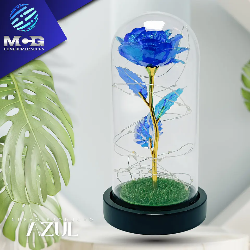Rosa Azul art en cúpula de vidrio 1