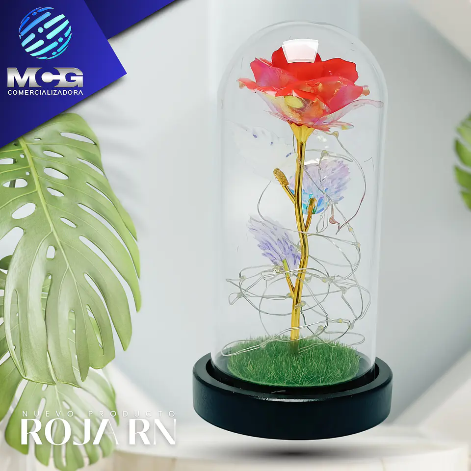 Rosa Roja RN art en cúpula de vidrio 1