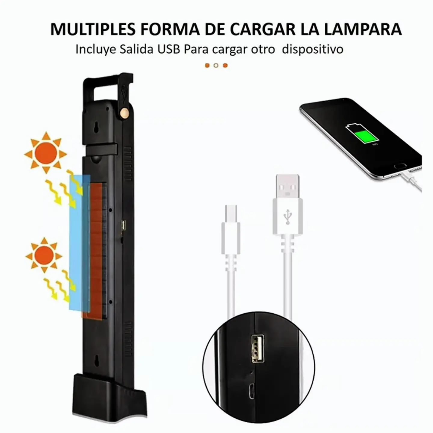 Lampara de Emergencia 48 led Solar USB 4