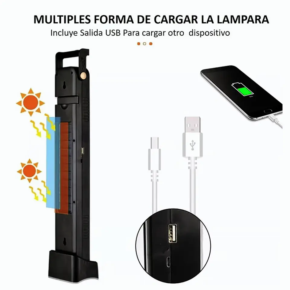 Lampara de Emergencia 48 led Solar USB 4