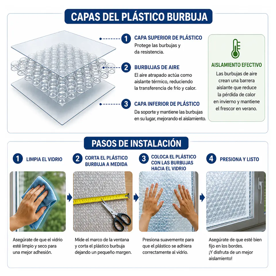 Plastico Burbuja aislante de frio 1M x 5M 4