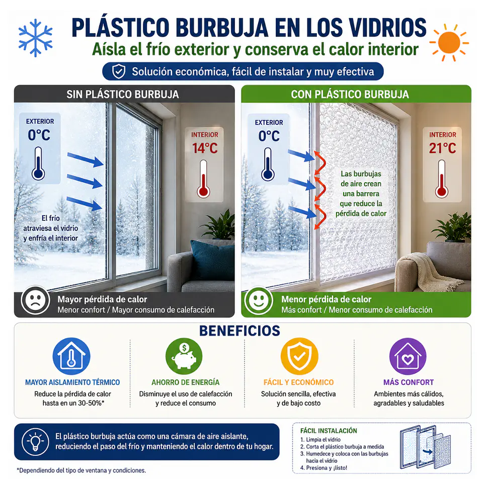 Plastico Burbuja aislante de frio 1M x 5M 5