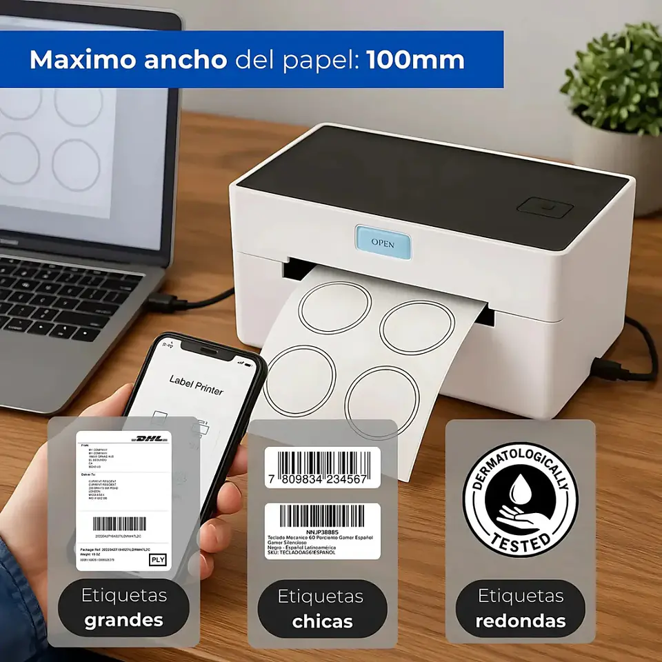 Impresora Térmica De Etiquetas Autoadhesivas Bluetooth /usb  6