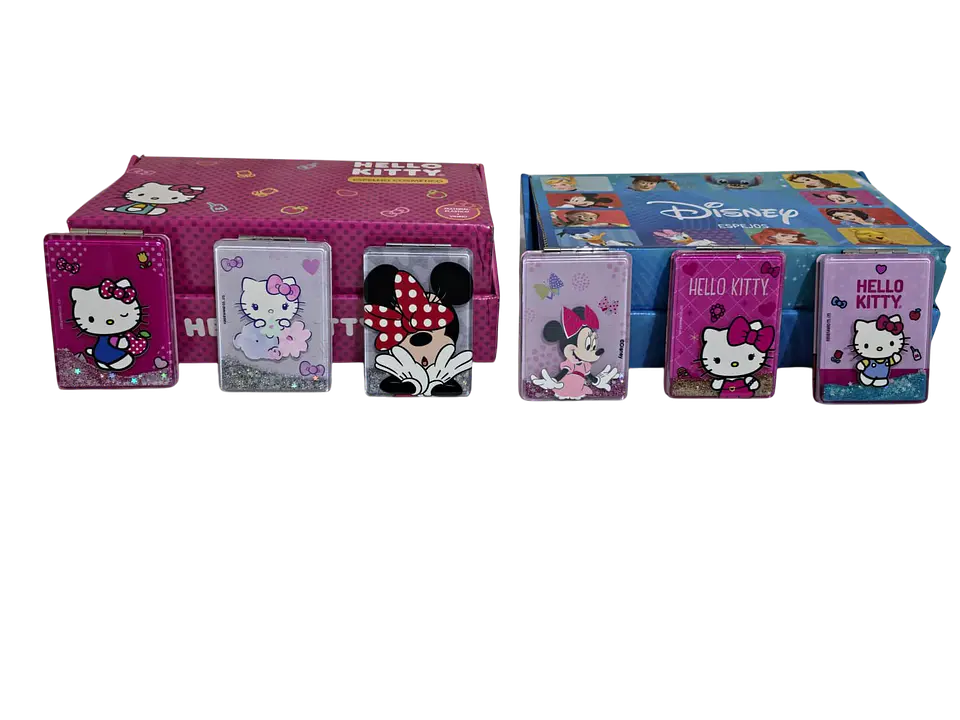 Espejo Con Gliter Cuadrado Hello Kitty y Minnie 1