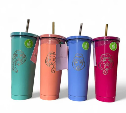 Vaso Tumbler Princesas Metalico 700 ML Surtido