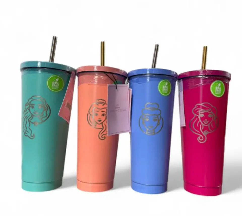 Vaso Tumbler Princesas Metalico 700 ML Surtido 1