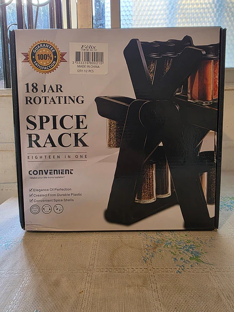 Especiero Giratorio Cocina 18 Frascos Negro