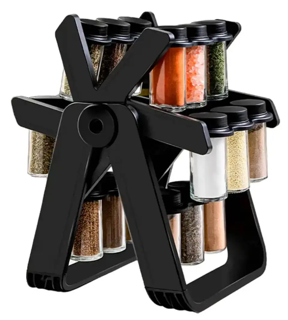 Especiero Giratorio Cocina 18 Frascos Negro 2