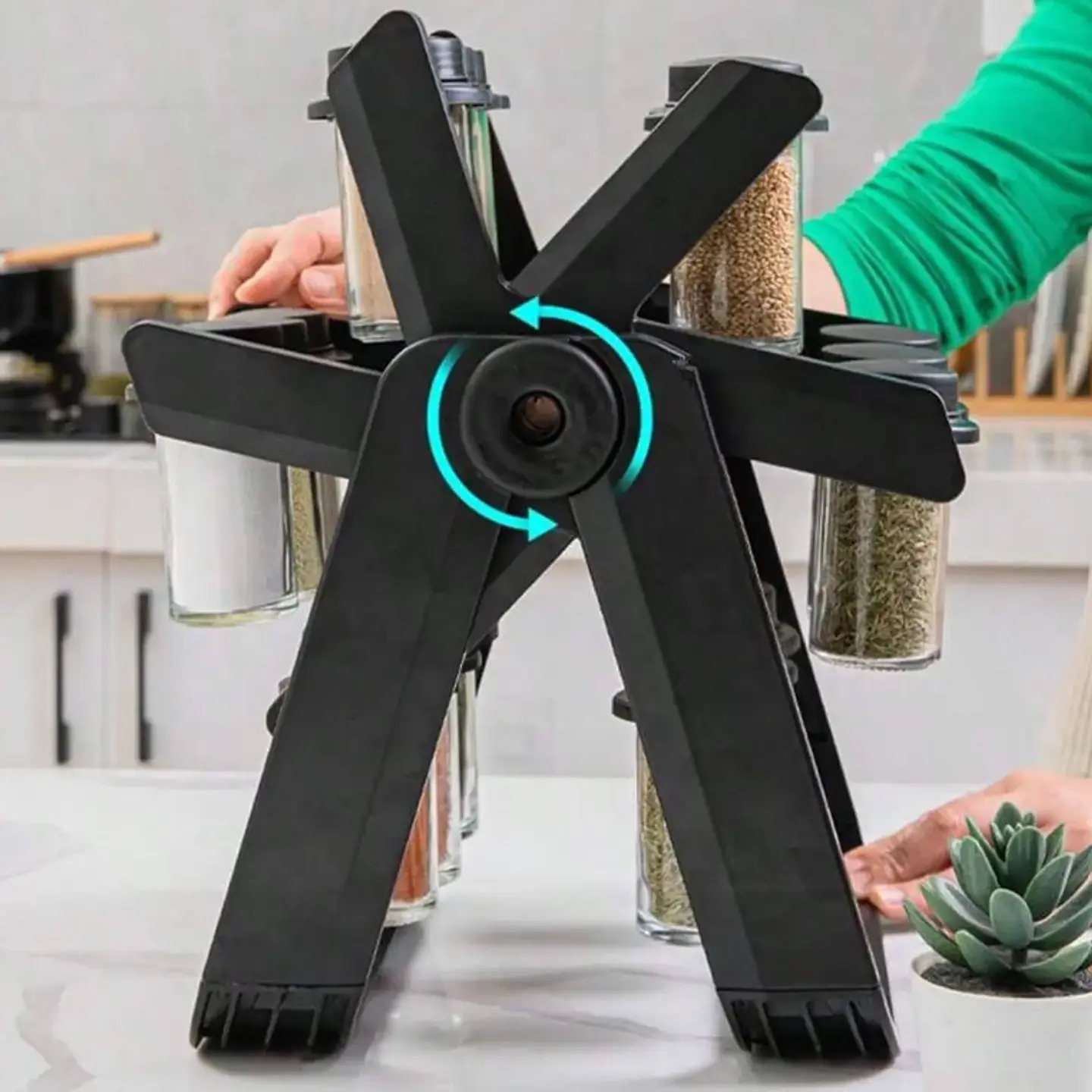 Especiero Giratorio Cocina 18 Frascos Negro 3