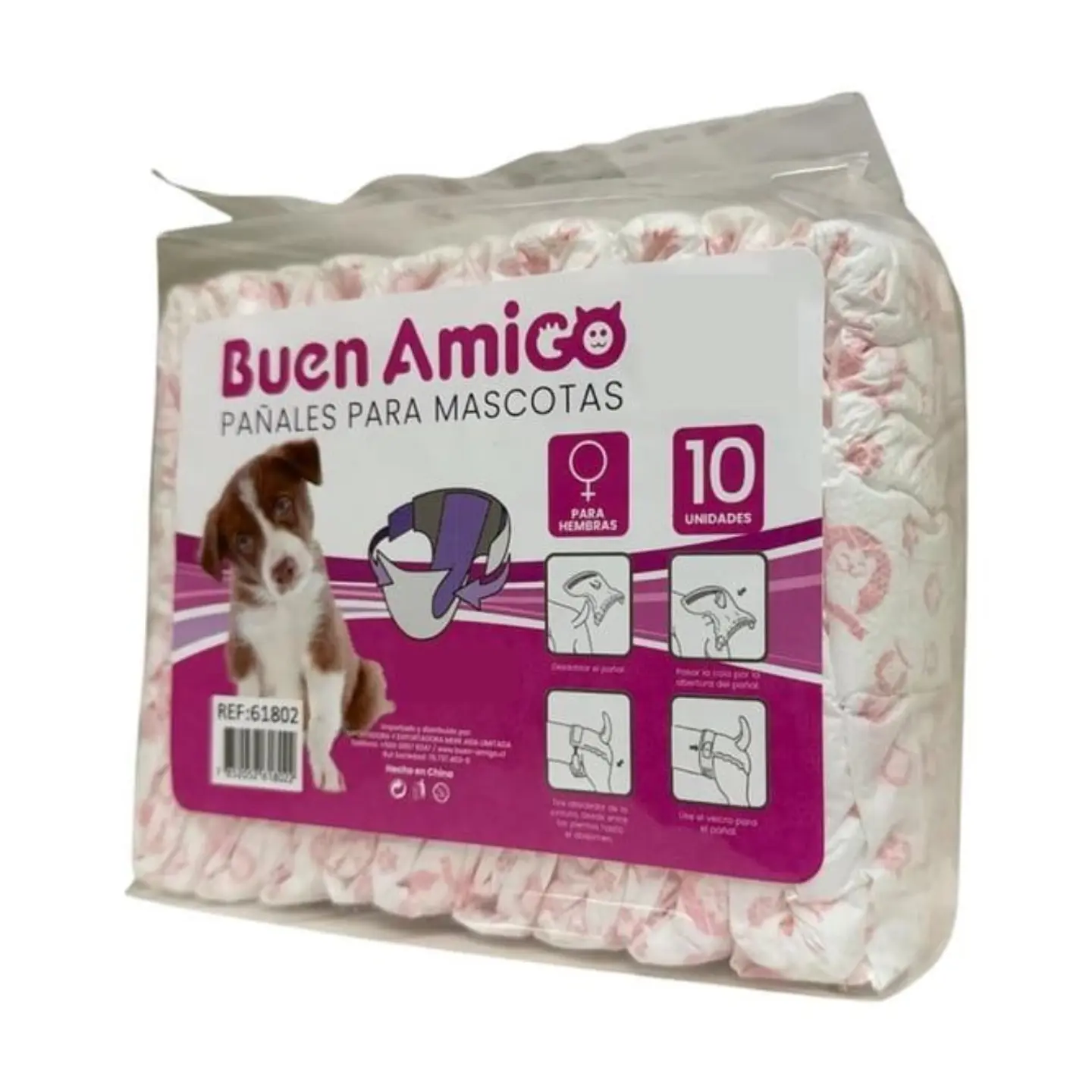 PAÑAL DESECHABLE BUEN AMIGO PARA PERROS TALLA M 2