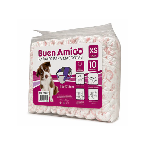 PAÑAL DESECHABLE BUEN AMIGO PARA PERROS TALLA XS