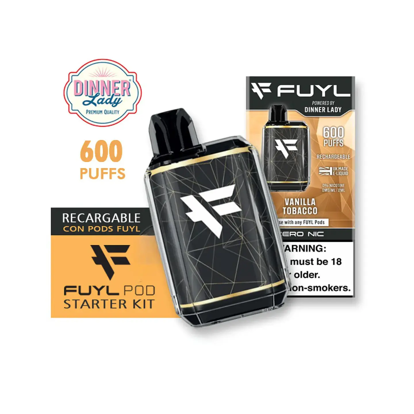 VAPER DINNER LADY FUYL 600 PUFFS VARIEDADES RECARGABLE  2