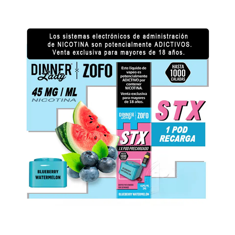 RECARGA DINNER LADY PARA VAPER ZOFO STX DE 1000 PUFFS VARIEDADES 1