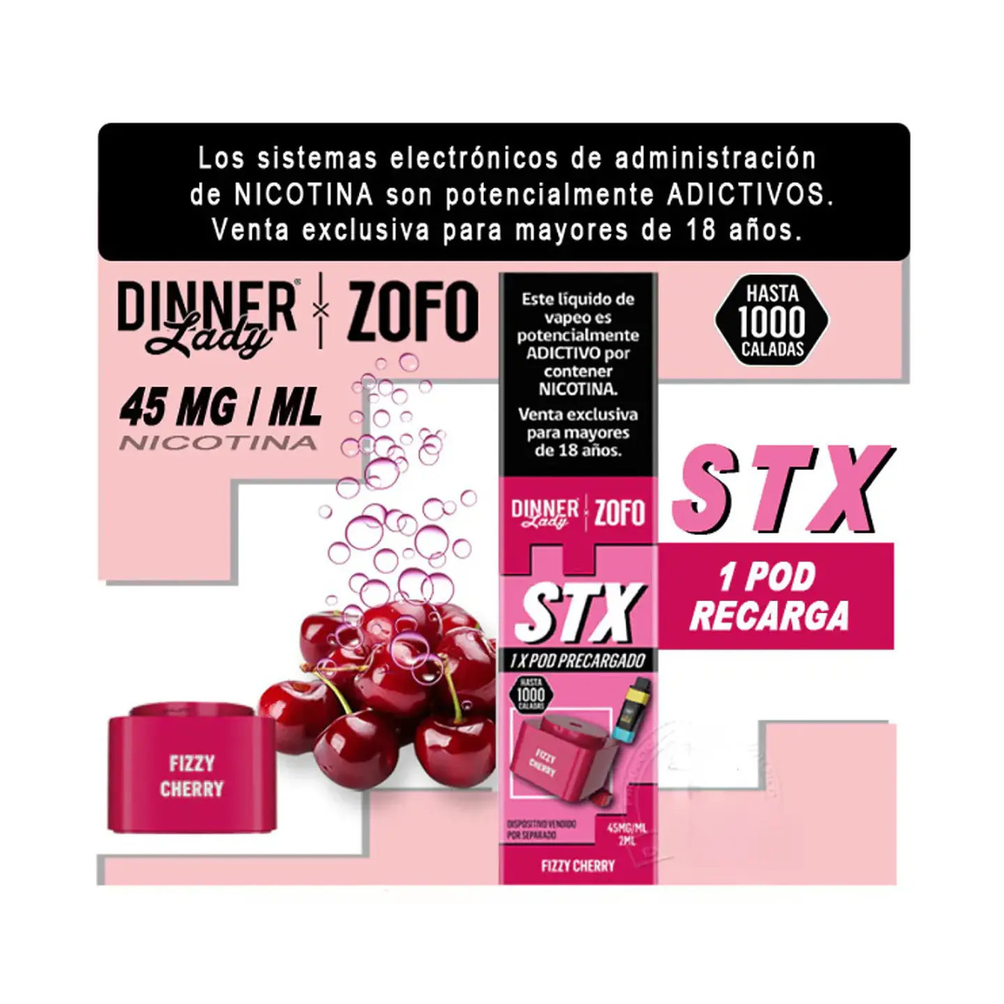 RECARGA DINNER LADY PARA VAPER ZOFO STX DE 1000 PUFFS VARIEDADES 2