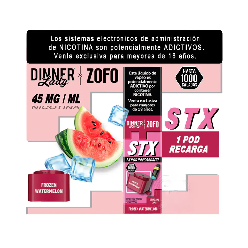 RECARGA DINNER LADY PARA VAPER ZOFO STX DE 1000 PUFFS VARIEDADES 3